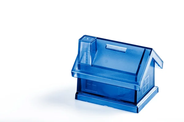 Blue House Money Box su sfondo bianco — Foto Stock