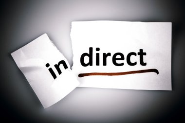 The word indirect changed to direct on torn paper clipart