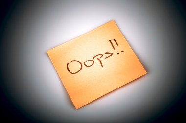 Yapışkan not iletisi izole beyaz - oops!