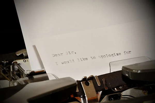 Text Dear Sir typed on old typewriter — Stock Photo, Image