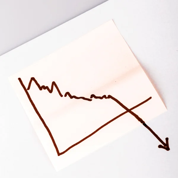 Papel de nota con gráfico de negocios financieros va hacia abajo - pérdida Fotos De Stock Sin Royalties Gratis