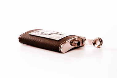 Paslanmaz hip beyaz zemin üzerine izole flask