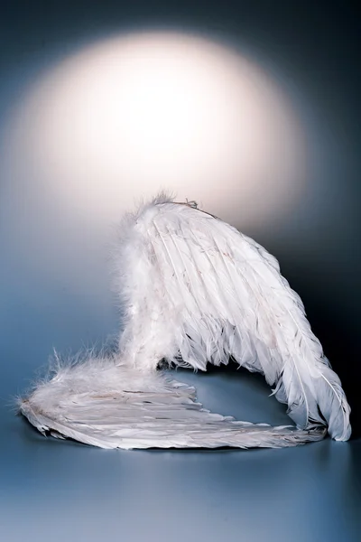 Ali d'angelo su sfondo bianco con bagliore Immagini Stock Royalty Free