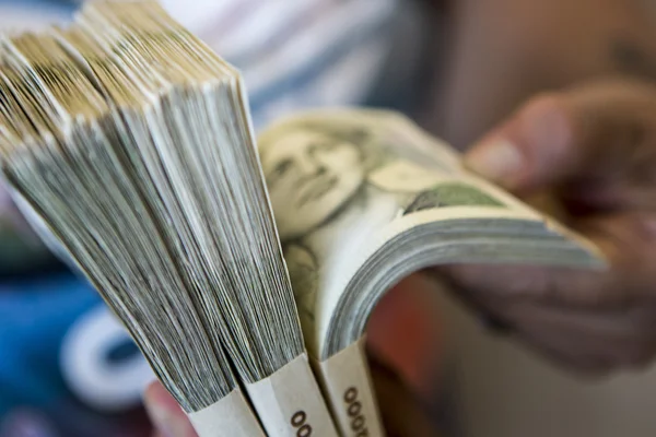 para - banknot elinde büyük yığın sürüsü