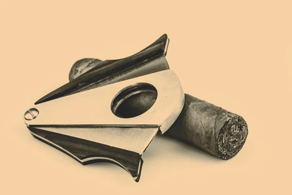 Cigar og cutter på en hvid baggrund - Stock-foto