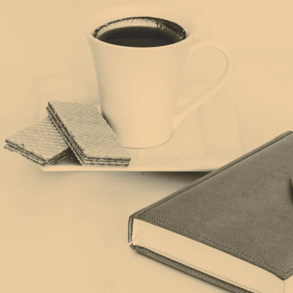 Csésze tea notebook — Stock Fotó