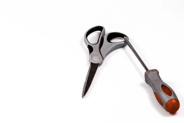 Scissors and screwdriver — Stock Photo, Image