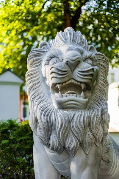 White marble lion statue