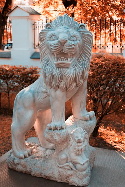 White marble lion statue