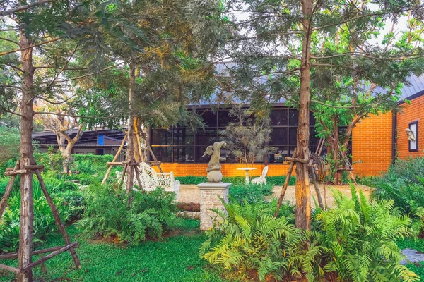 Kanchanaburi Thailand Februar 2021 Schöne Gartendekoration Des Cafe Amazon Der — Stockfoto