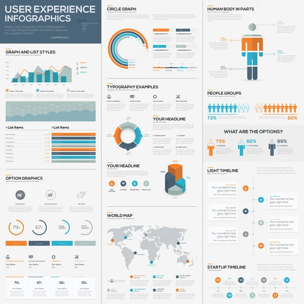 Büyük paket veri görselleştirme vektör infographics ve elemanları — Stok Vektör