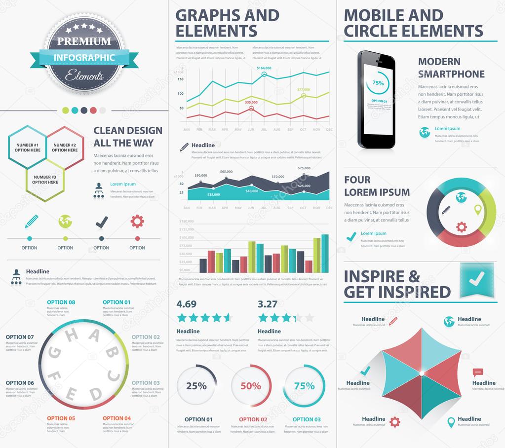 Big infographic vector elements collection to visualize data