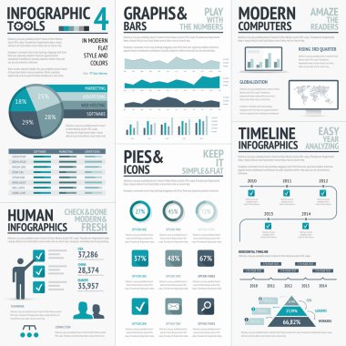 Mavi infographics vektör öğeleri iş infographs için