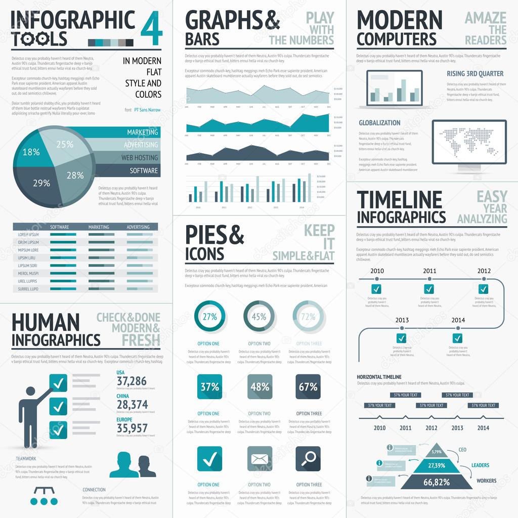 Blue infographics vector elements for business infographs