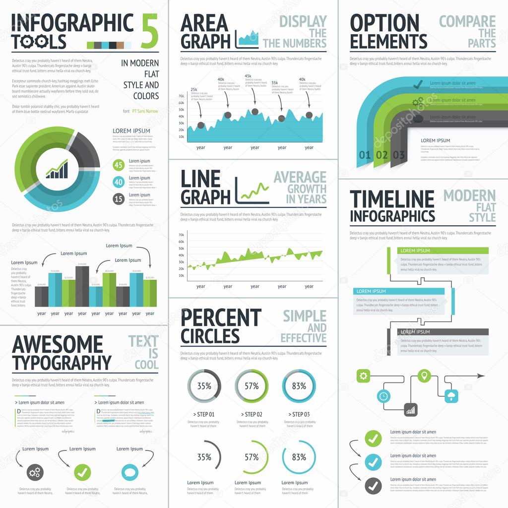 Infographic tools and elements to create vector infographics