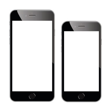 iki yüksek kaliteli siyah smartphone vektör çizimler izole