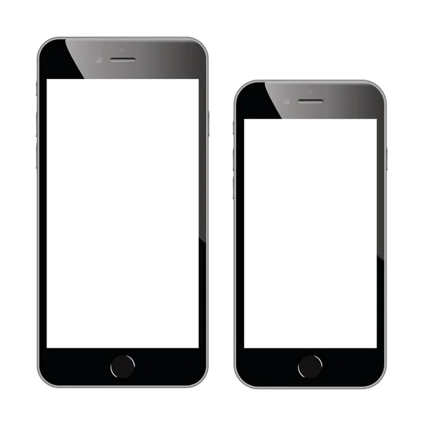 Two high quality black smartphone vector illustrations isolated — Stock Vector