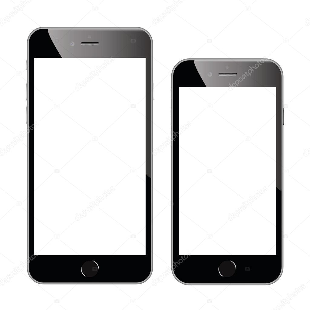 Two high quality black smartphone vector illustrations isolated