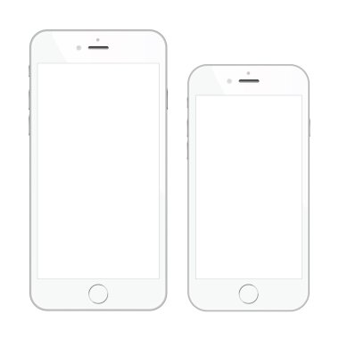 iki yüksek kaliteli beyaz akıllı telefon vektör çizimler izole