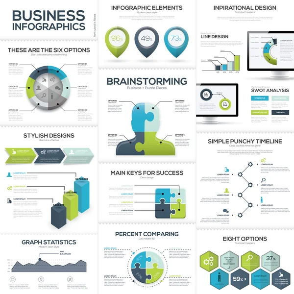 Infografías comerciales y elementos vectoriales de visualización de datos — Vector de stock