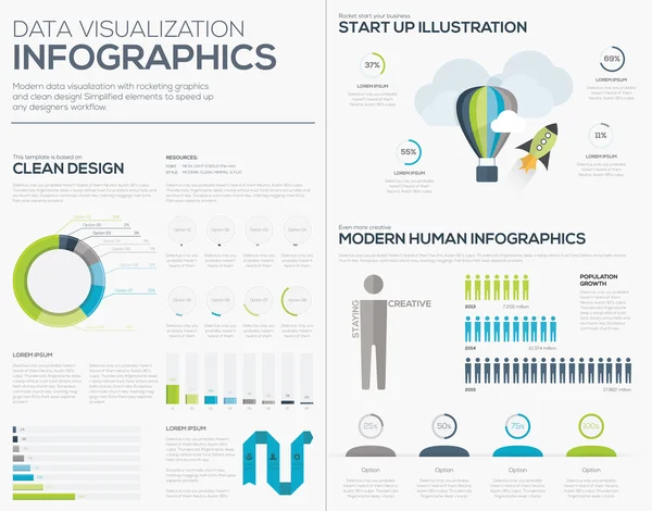 Набор инфографических векторных иллюстраций бизнес-стартапа — стоковый вектор
