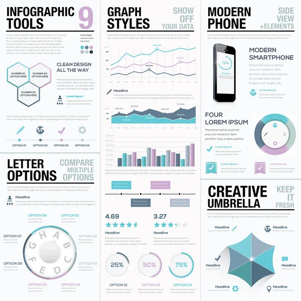 Infográficos roxos. Elementos do vetor de negócios, barras e gráficos . — Vetor de Stock