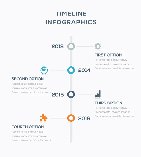 Časová osa infographics pro vizualizaci dat. vektorové ilustrace. — Stockový vektor