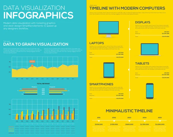 Visualización de datos planos infografía negocio vector elementos — Vector de stock