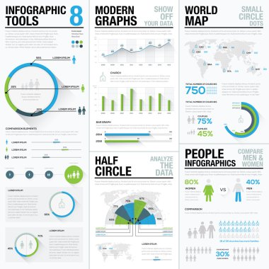 World map infographics & business visualization vector elements clipart