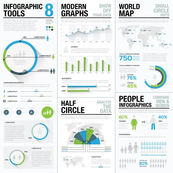 World map infographics & business visualization vector elements — Stock Vector