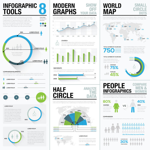 World map infographics & business visualization vector elements