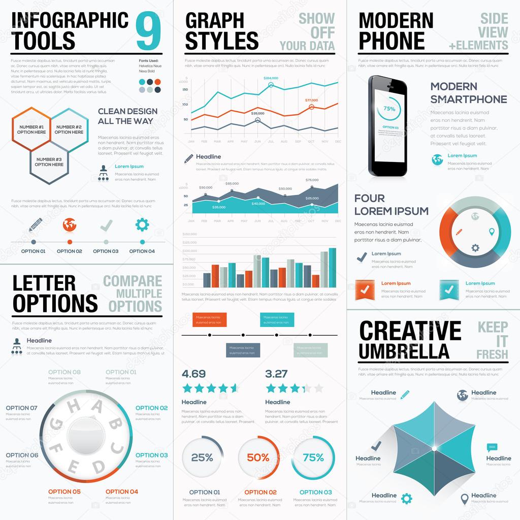 Modern statistics and info graphic vector elements for business