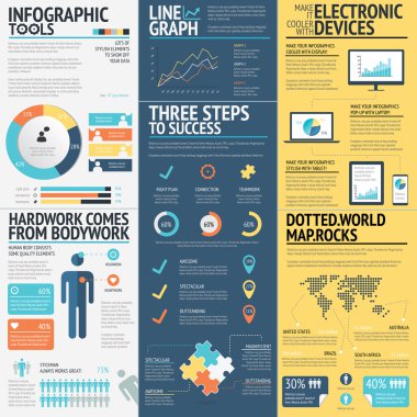 3 düz iş renk öğeleri iş infographics vektör