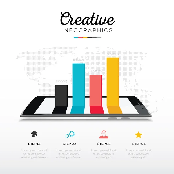 Smartphone en infographic zakelijke vectorelementen en pictogrammen — Stockvector