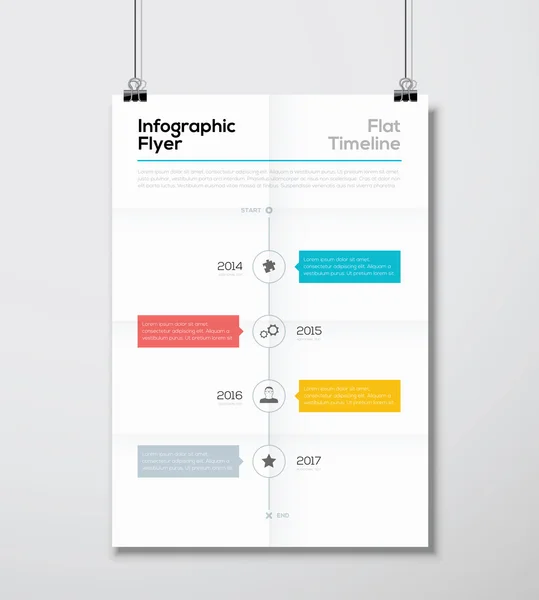 Illustration vectorielle du modèle de chronologie du flyer infographique moderne — Image vectorielle