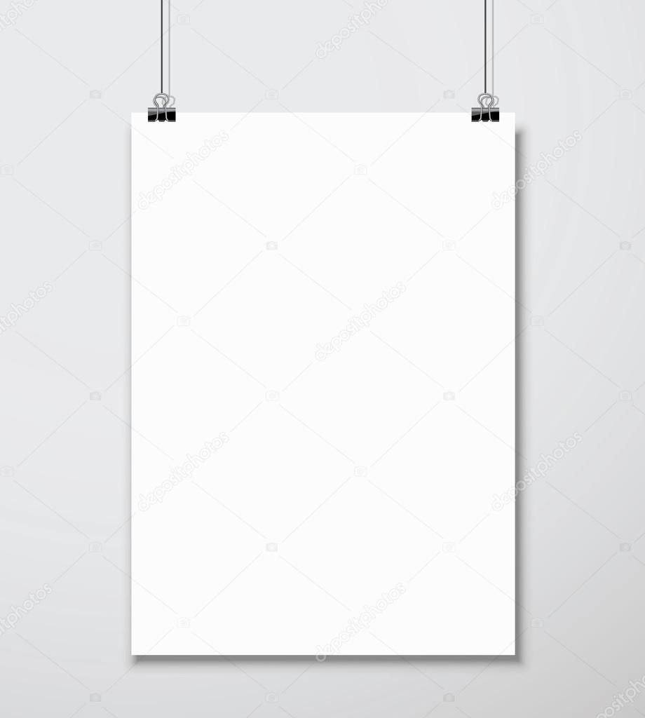 Download Empty White A4 Sized Vector Paper Mockup Hanging With Paper Clip Stock Vector C Mpf Photography 59375937 PSD Mockup Templates