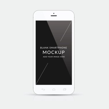Beyaz modern smartphone mockup vektör çizim yalıtım