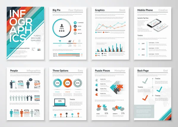 Infographic flyer en brochure elementen voor zakelijke gegevens visualisatie — Stockvector