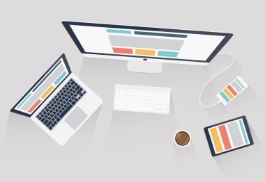 Duyarlı web tasarım ve web geliştirme vektör çizim