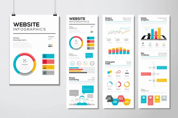 Diseño web plano & infografías sitio web elementos vectoriales de negocios Ilustración de stock
