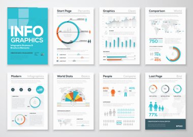 Büyük modern düz iş tarzı infographics öğeleri kümesi