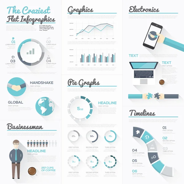 Le infografiche piatte più folli ed elementi di business moderni Illustrazioni Stock Royalty Free