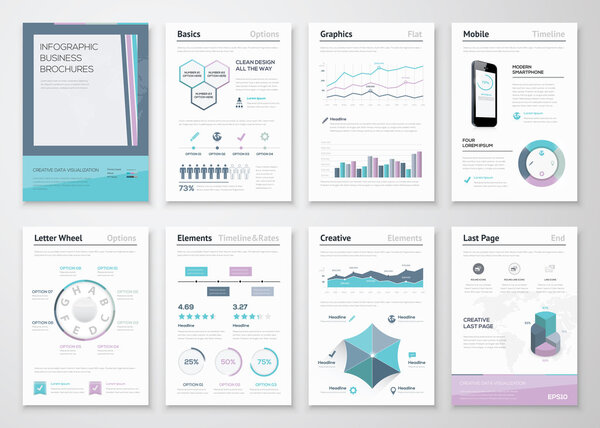 Infographic business brochures for corporate data visualization