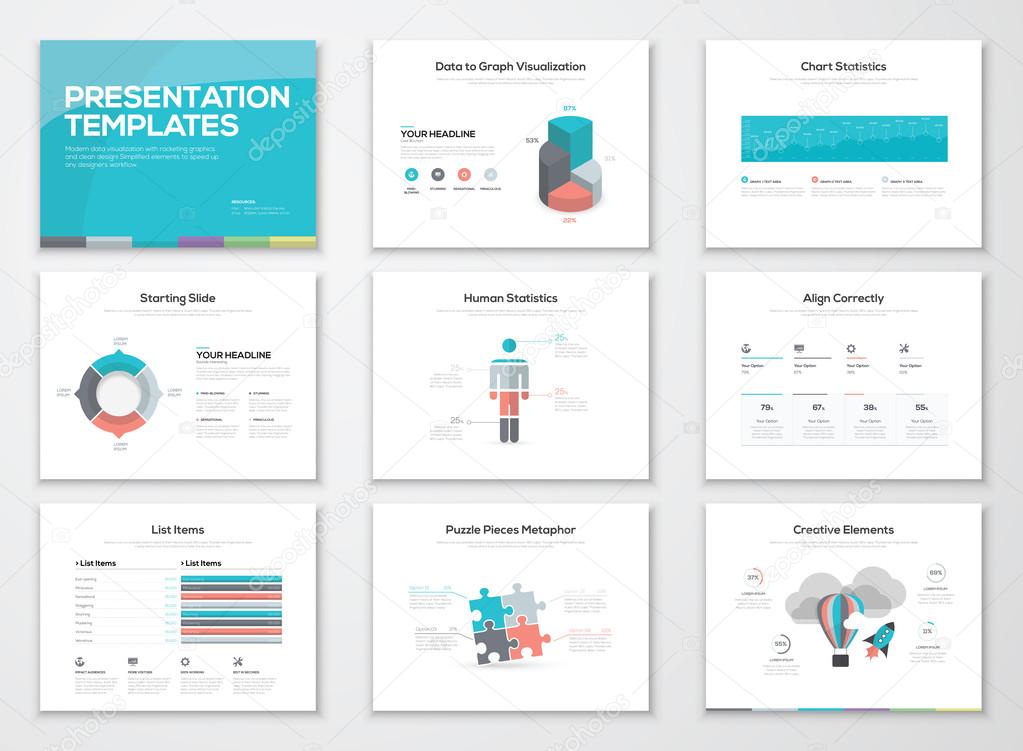 Infographics presentation templates and business brochures
