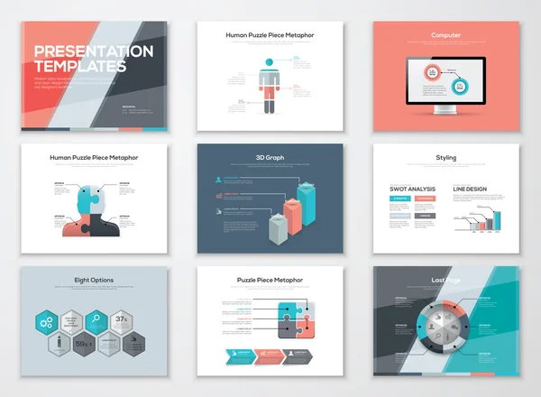 Folhetos de apresentação de negócios e elementos vetoriais infográficos — Vetor de Stock