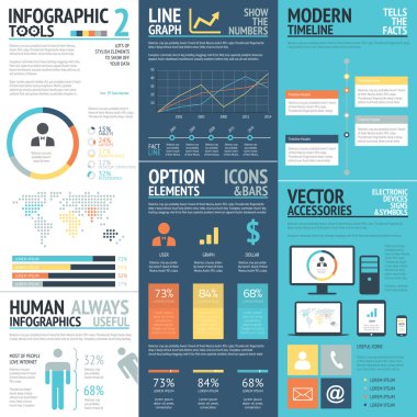 İş infographics öğeleri düz iş renklerde vektör