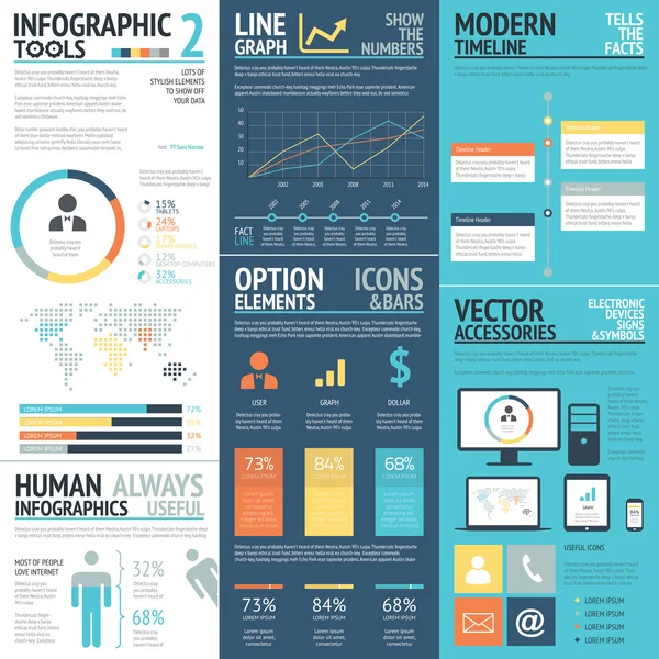 Infografías de negocios elementos vectoriales en colores planos de negocios — Archivo Imágenes Vectoriales