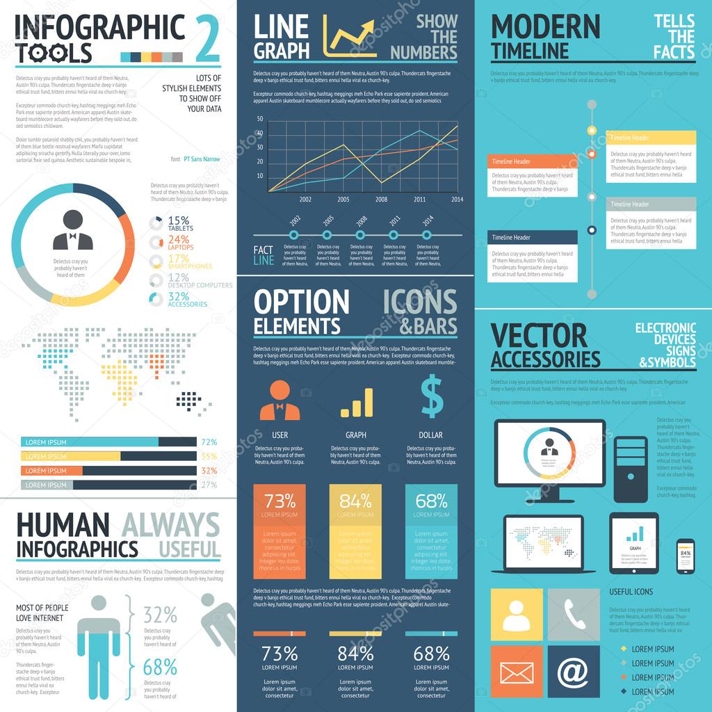 Business infographics vector elements in flat business colors
