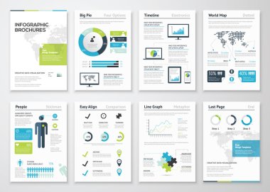 Infographic brochures for business data visualization clipart