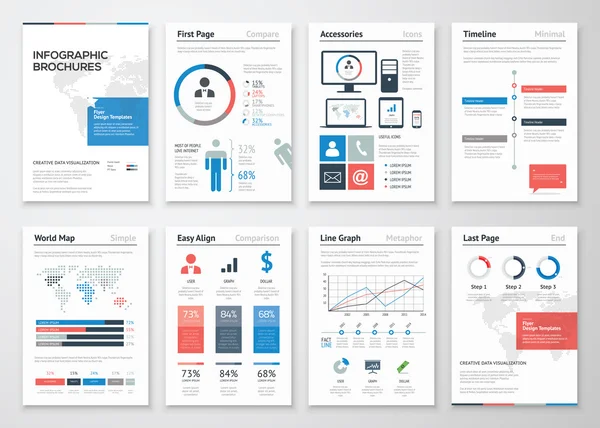 Folleto infográfico colección de elementos vectoriales para empresas — Vector de stock